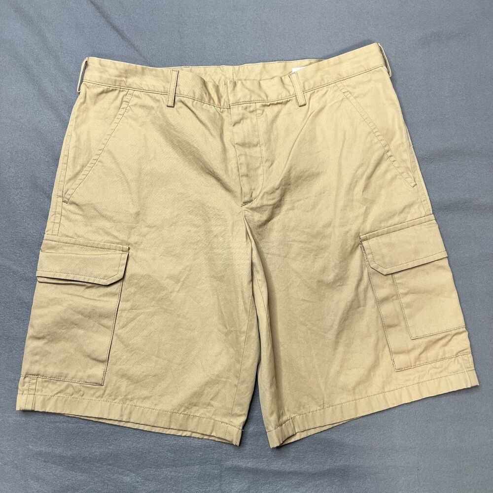 Prada Milano Cargo Shorts Men's Size 50 Khaki 100% Cotton Mid-Rise 9.5" Inseam